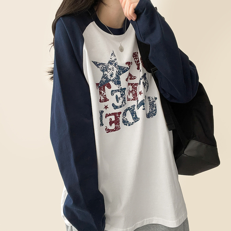 ヴィンテージクラックロゴラグランロンT IVORY