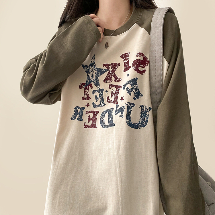 ヴィンテージクラックロゴラグランロンT BEIGE