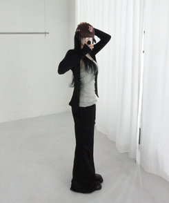 ワイドブーツカットパンツ BLACK