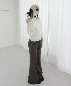 ワイドブーツカットパンツ BROWN