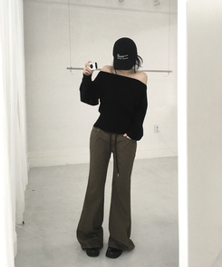 ワイドブーツカットパンツ BROWN