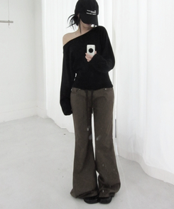 ワイドブーツカットパンツ BROWN