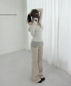 ワイドブーツカットパンツ LIGHT BEIGE