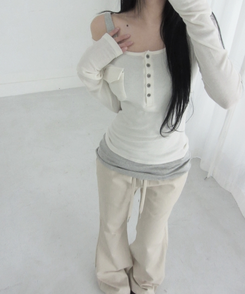 ワイドブーツカットパンツ LIGHT BEIGE