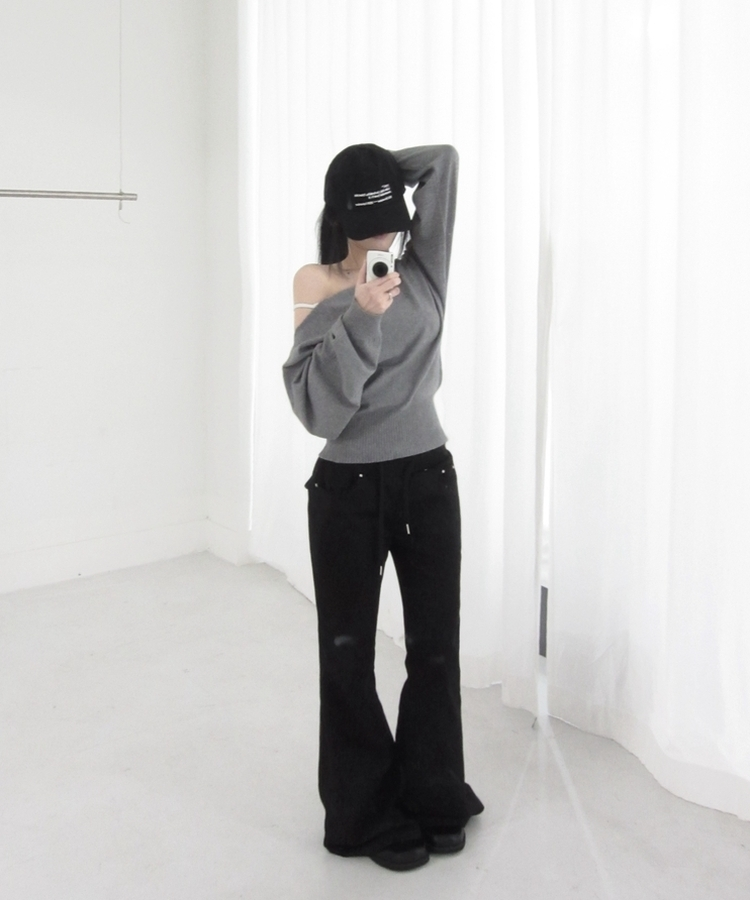 ワイドブーツカットパンツ BLACK