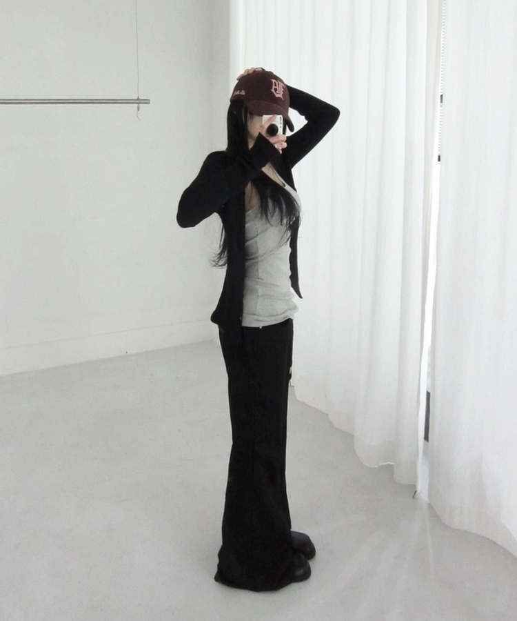 ワイドブーツカットパンツ BLACK