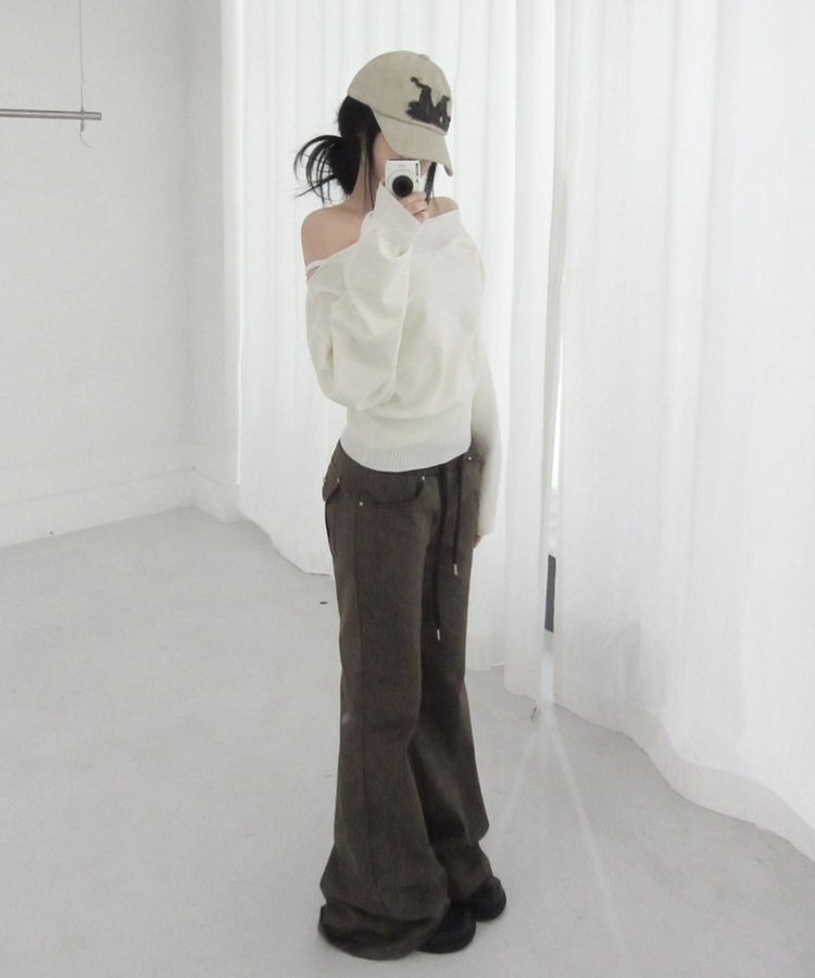 ワイドブーツカットパンツ BROWN