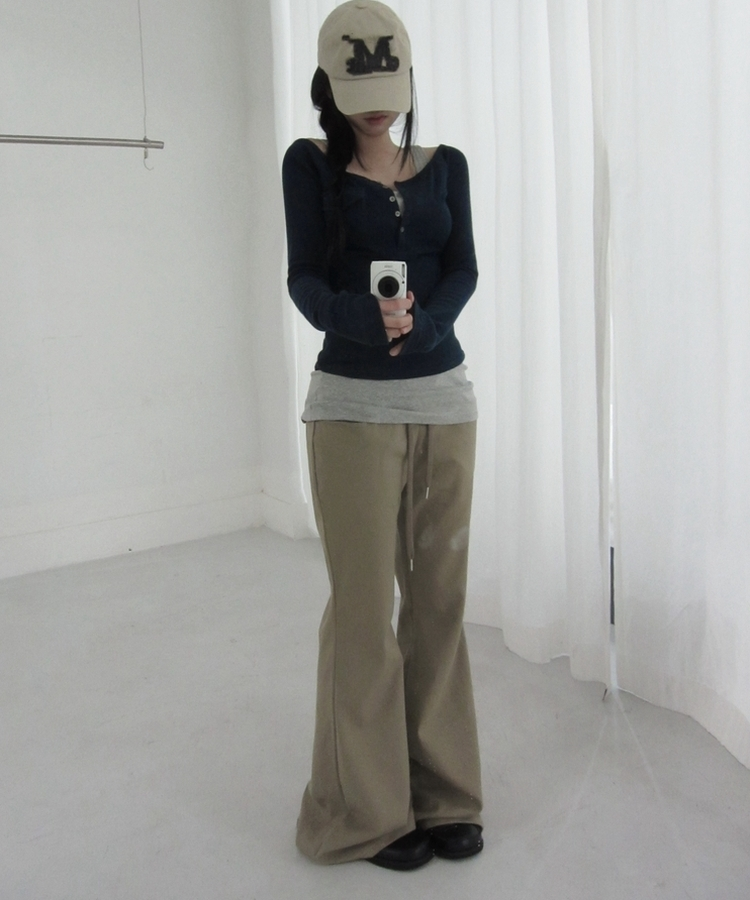 ワイドブーツカットパンツ KHAKI