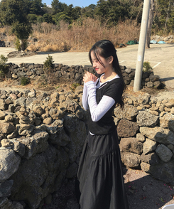 【SET】ドットストリングレイヤードTシャツ BLACK