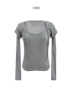 【SET】ドットストリングレイヤードTシャツ