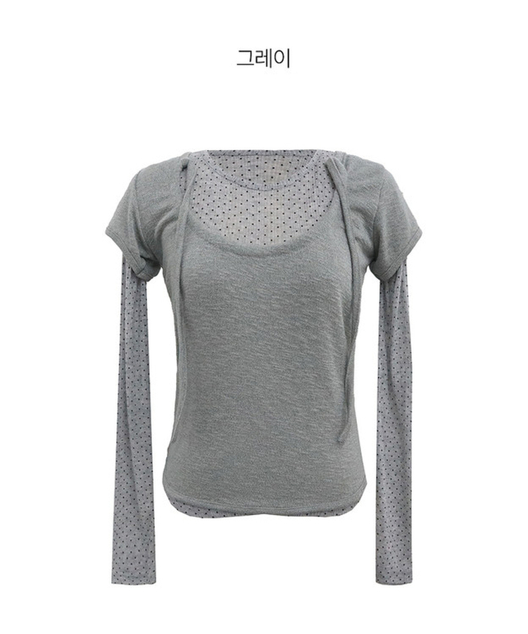 【SET】ドットストリングレイヤードTシャツ