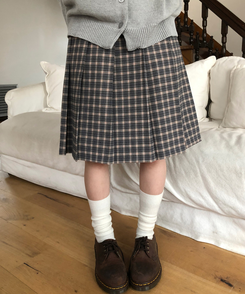 プリーツチェックミディスカート CHARCOAL