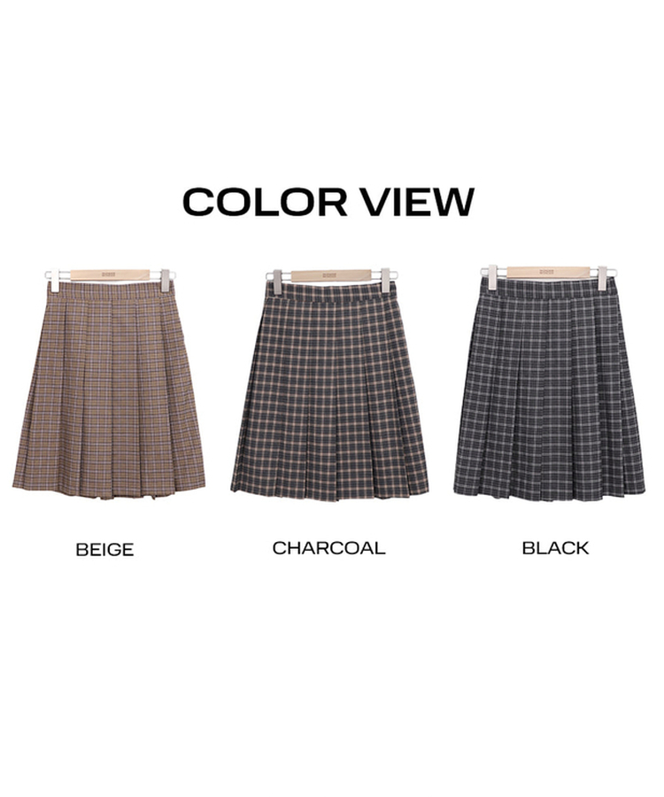 プリーツチェックミディスカート