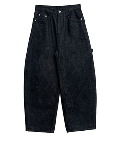 レオパードパッチスタッズワイドデニム