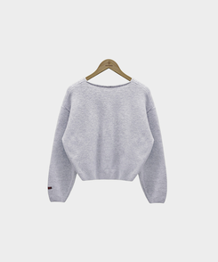 Vネックレザーラベルカーディガン(5color)