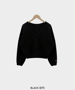 Vネックレザーラベルカーディガン(5color)