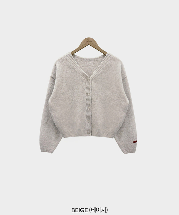 Vネックレザーラベルカーディガン(5color)