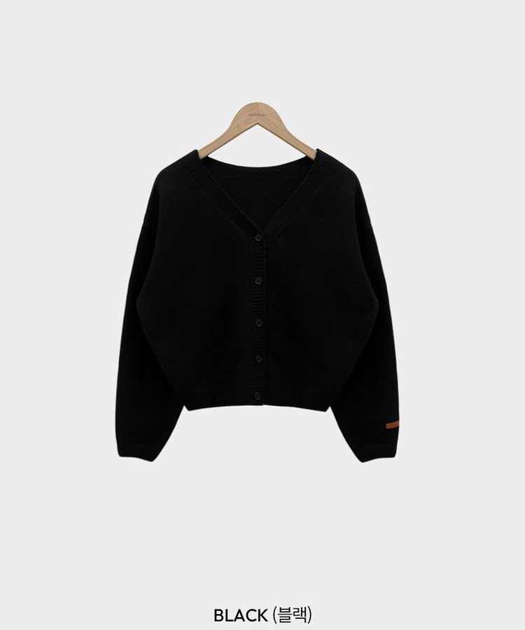 Vネックレザーラベルカーディガン(5color)