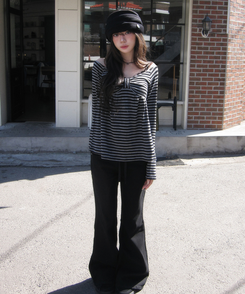 ブーツカットデイリーパンツ BLACK