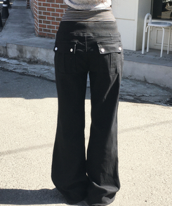 ブーツカットデイリーパンツ BLACK