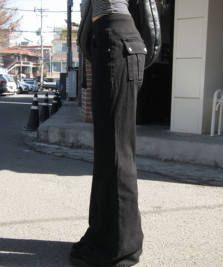 ブーツカットデイリーパンツ BLACK