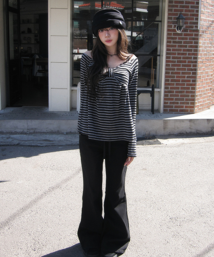 ブーツカットデイリーパンツ BLACK