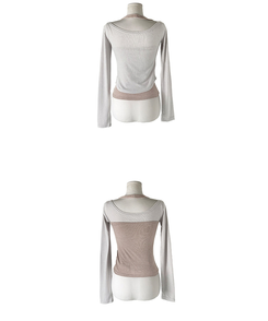 【SET】バイカラーホルターネックキャミソール長袖Tシャツ