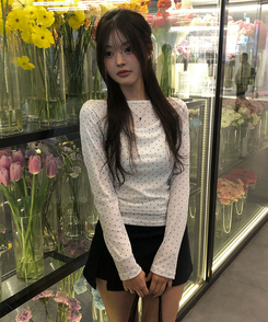 ドットボートネック長袖Tシャツ IVORY