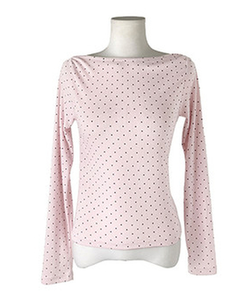 ドットボートネック長袖Tシャツ