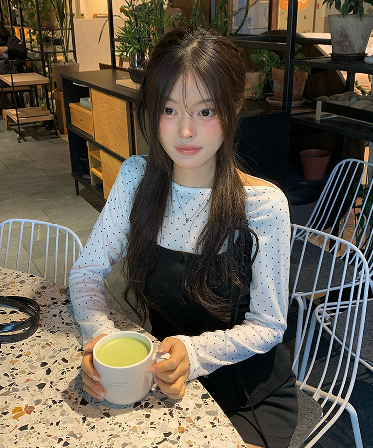 【SET着用可能】ドットボートネック長袖Tシャツ IVORY