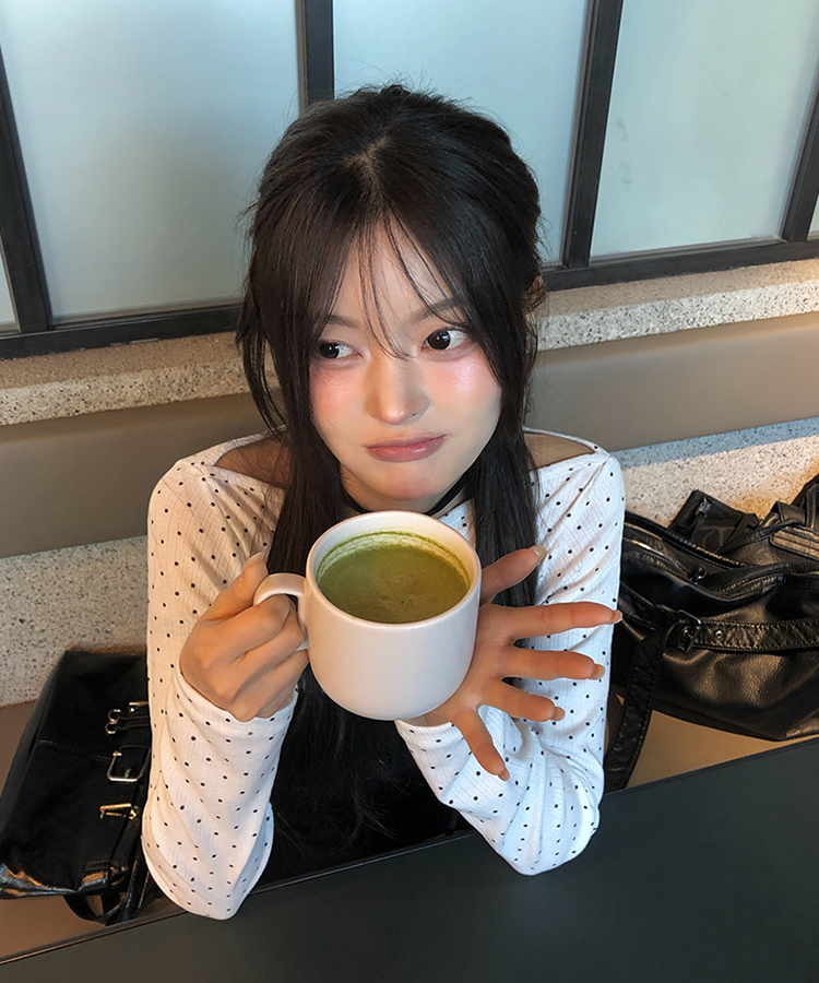 【SET着用可能】ドットボートネック長袖Tシャツ IVORY