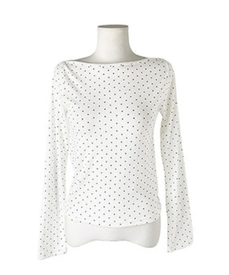 ドットボートネック長袖Tシャツ