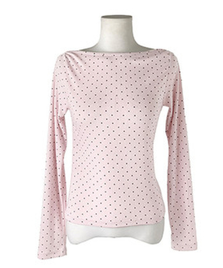 ドットボートネック長袖Tシャツ