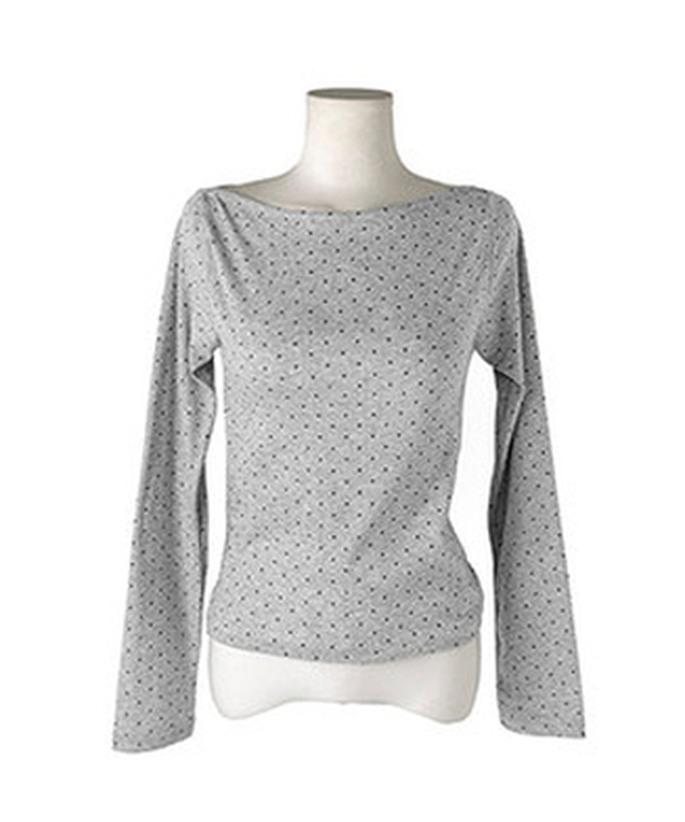 ドットボートネック長袖Tシャツ