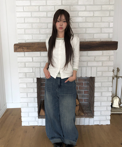 ドットラウンド7分袖カーディガン IVORY