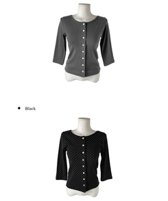 ドットラウンド7分袖カーディガン