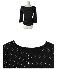 ドットラウンド7分袖カーディガン