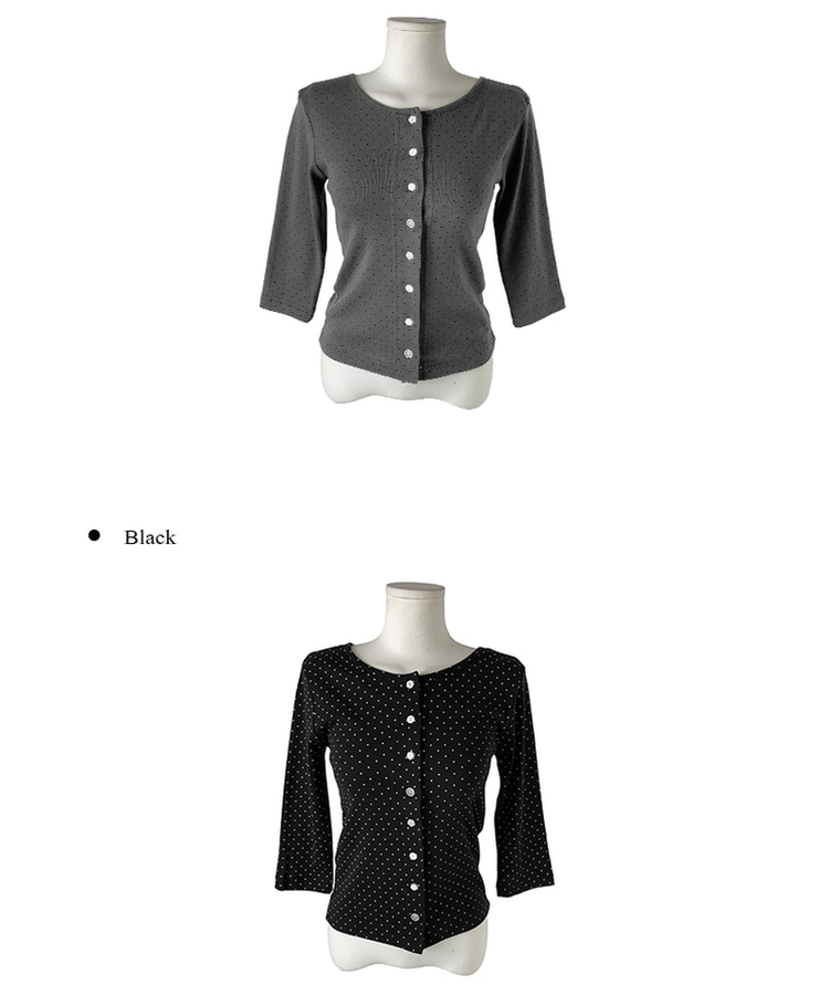 ドットラウンド7分袖カーディガン