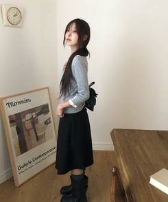 ラウンドボタン7分袖Tシャツ(5color) GREY