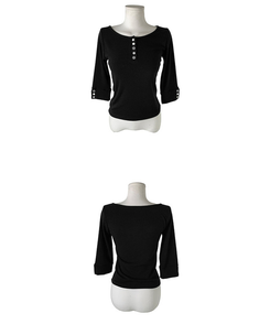 ラウンドボタン7分袖Tシャツ(5color)