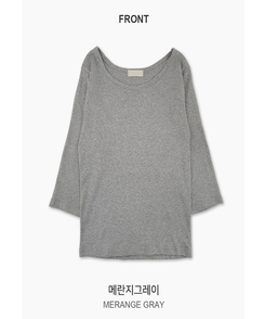 Uネック無地デイリー7分袖Tシャツ(5color)