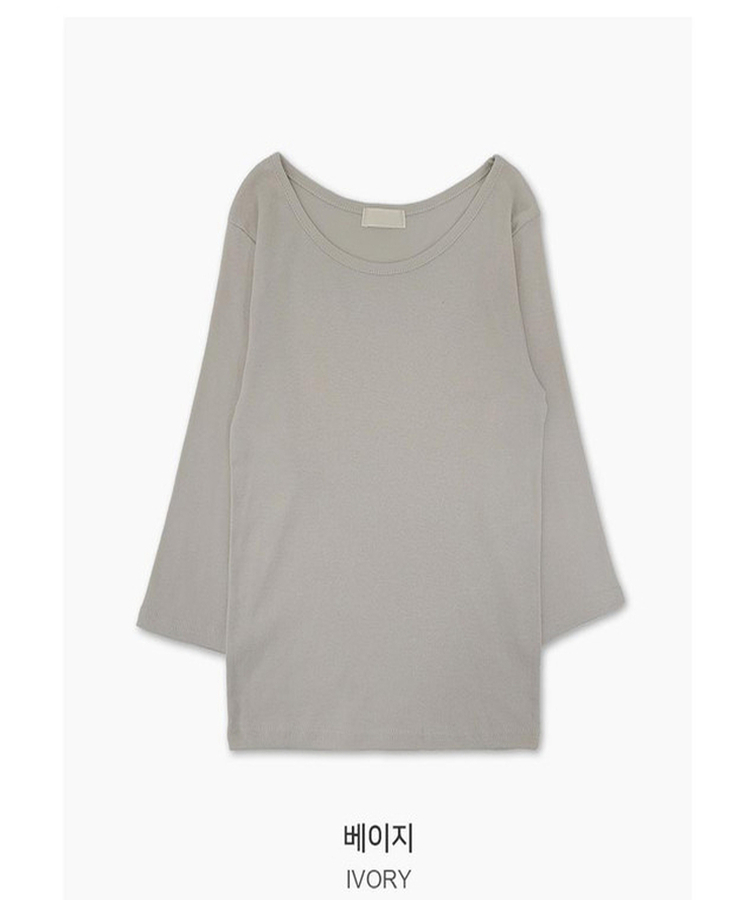 Uネック無地デイリー7分袖Tシャツ(5color)