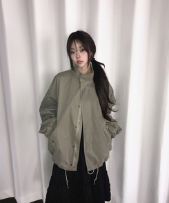 ハイネックハーフミリタリージャケット KHAKI