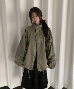 ハイネックハーフミリタリージャケット KHAKI