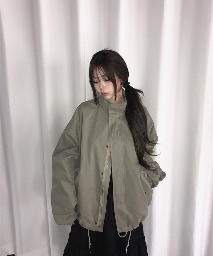 ハイネックハーフミリタリージャケット KHAKI