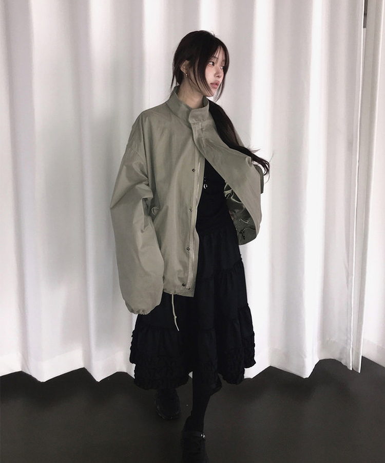 ハイネックハーフミリタリージャケット KHAKI