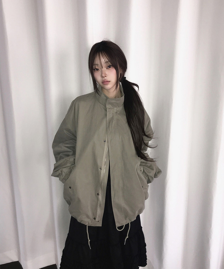 ハイネックハーフミリタリージャケット KHAKI