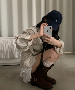 베리온 스트라이프 랩버튼 펜던트 오버핏 셔츠 남방 3color 베이지