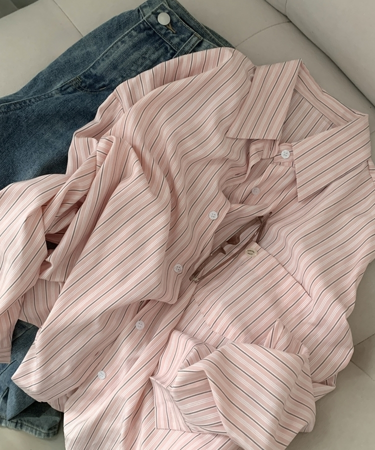 베리온 스트라이프 랩버튼 펜던트 오버핏 셔츠 남방 3color