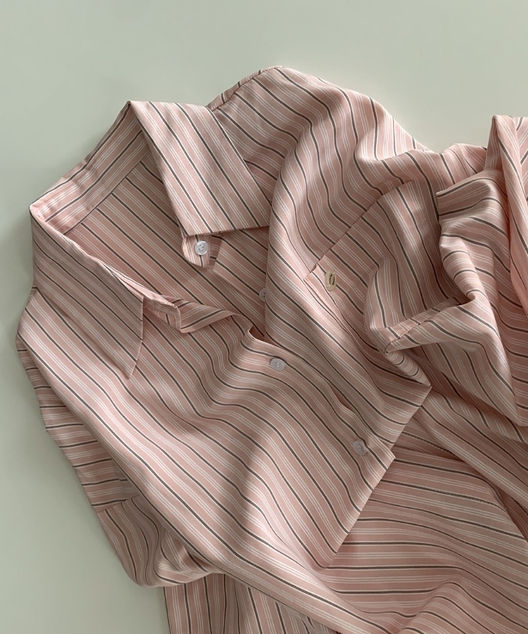 베리온 스트라이프 랩버튼 펜던트 오버핏 셔츠 남방 3color